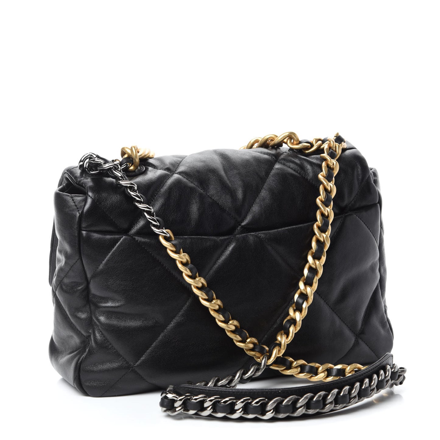 Lambskin Quilted Large Chanel 19 Flap Black