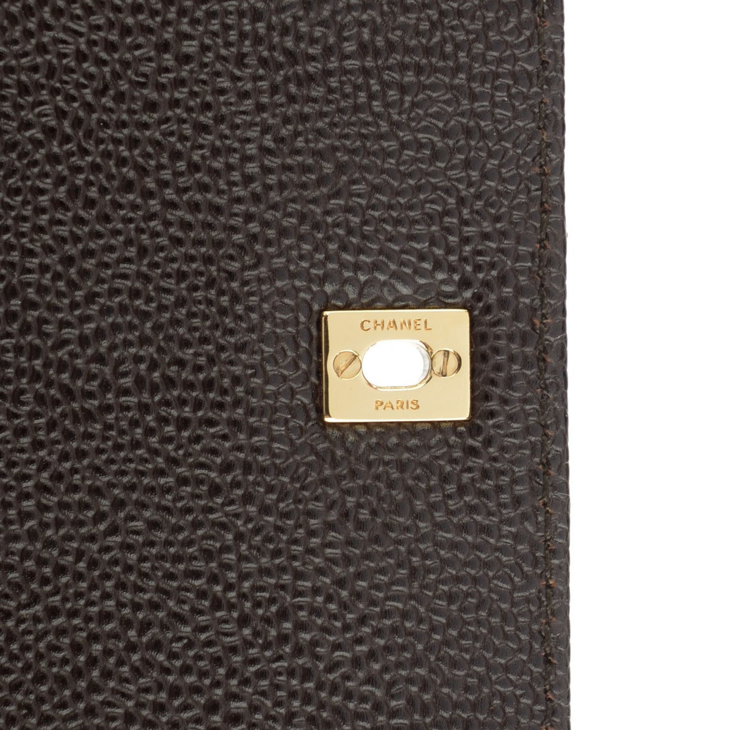 Caviar Square Stitched Small Flap Dark Brown