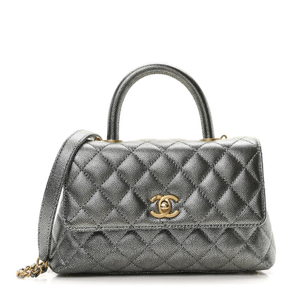 Chanel Metallic Caviar Quilted Mini Coco Handle Flap Silver 1 of 10