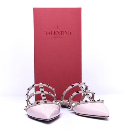 Valentino Garavani Patent Nappa Rockstud Flat Cage Mules 38 Rose Quartz Poudre 11 of 11