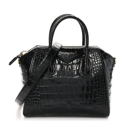 Givenchy Calfskin Crocodile Embossed Small Antigona Black 1 of 9