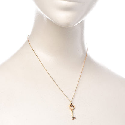 Tiffany 18K Yellow Gold Mini Heart Key Pendant Necklace 2 of 8