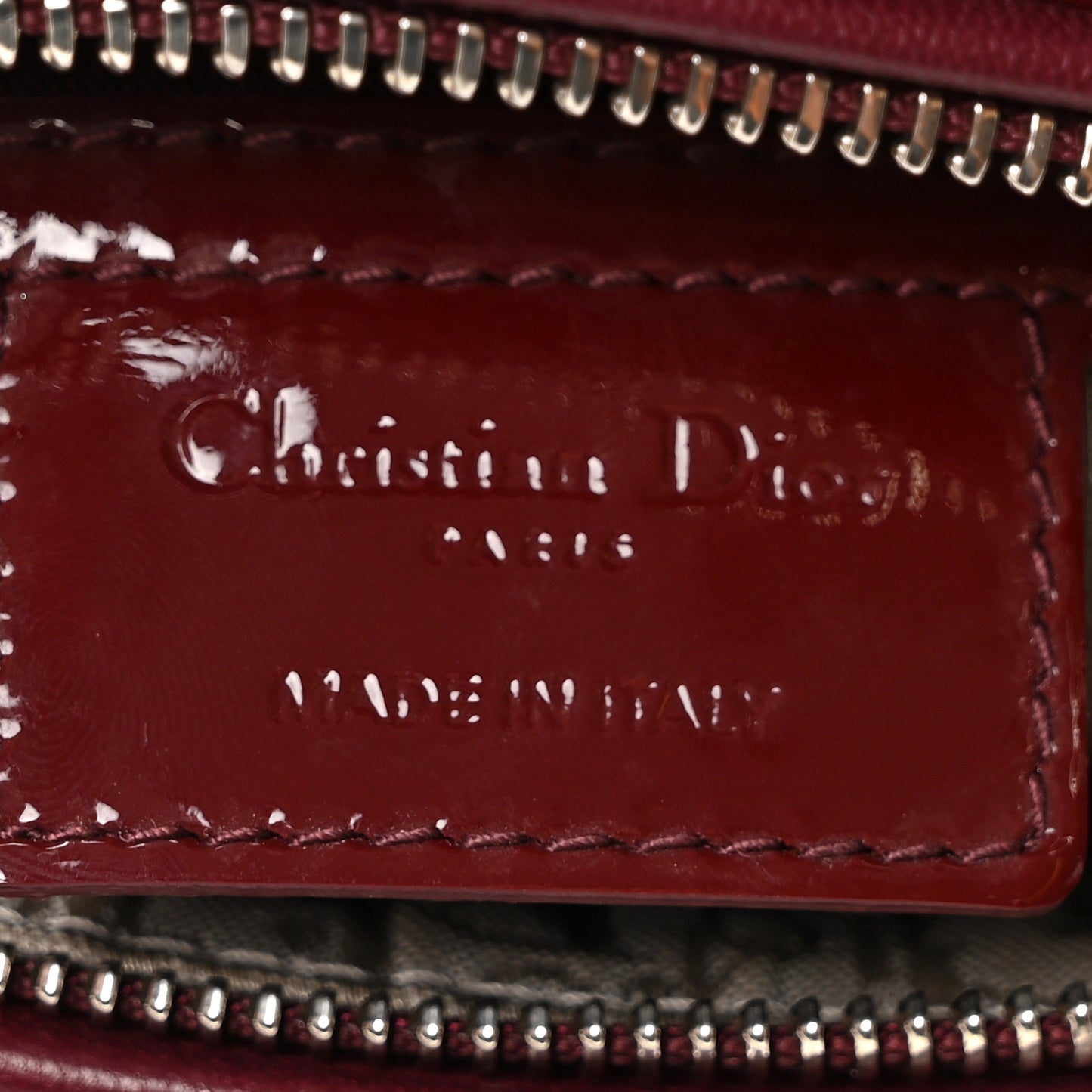 Patent Cannage Large Lady Dior Burgundy