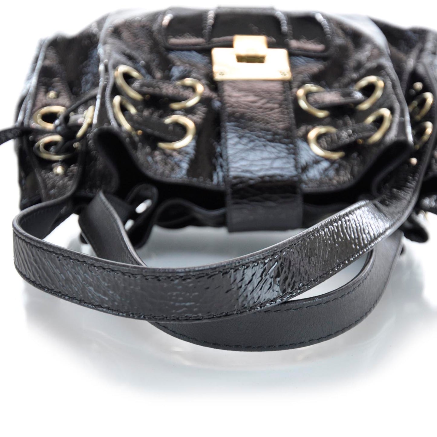 Crushed Patent Leather Ramona Tote Black