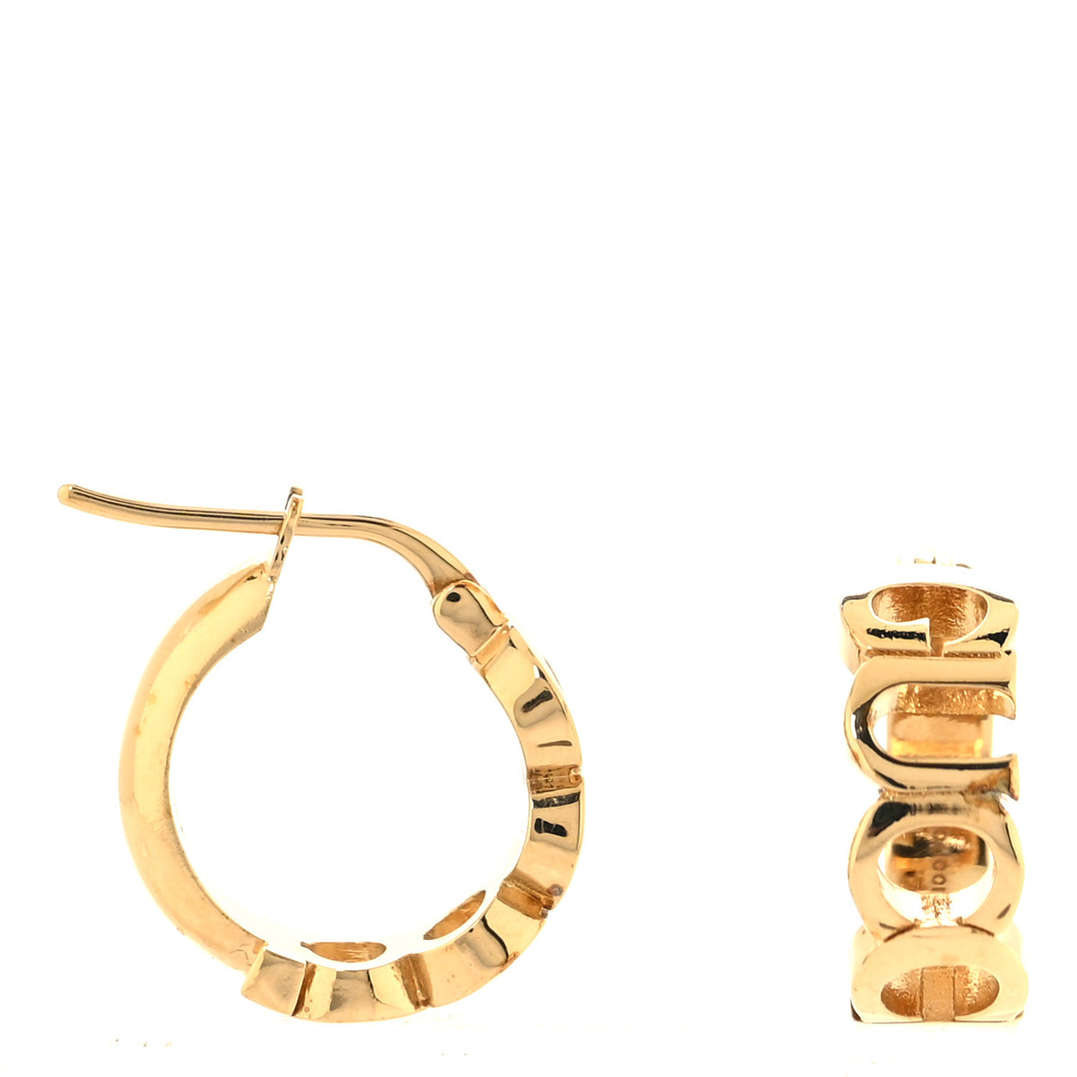 Gucci Metal GG Script Hoop Earrings Gold 1 of 4