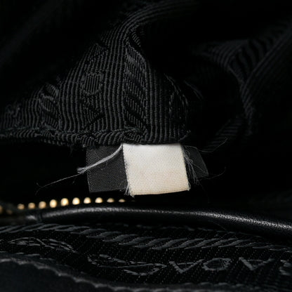 Prada Tessuto Nylon Soft Calfskin Shopping Satchel Black 7 of 11