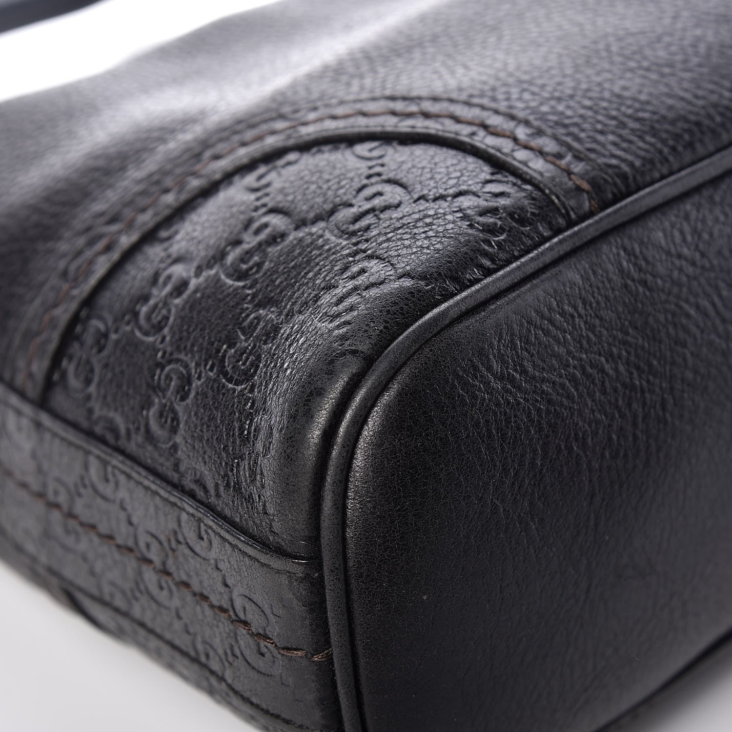 Gucci Pebbled Calfskin Guccissima Trim Medium Signoria Hobo Black 8 of 14