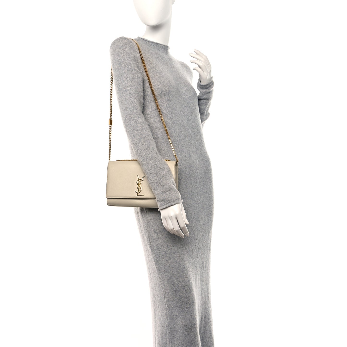 Grain De Poudre Medium Monogram Kate Satchel Crema Soft