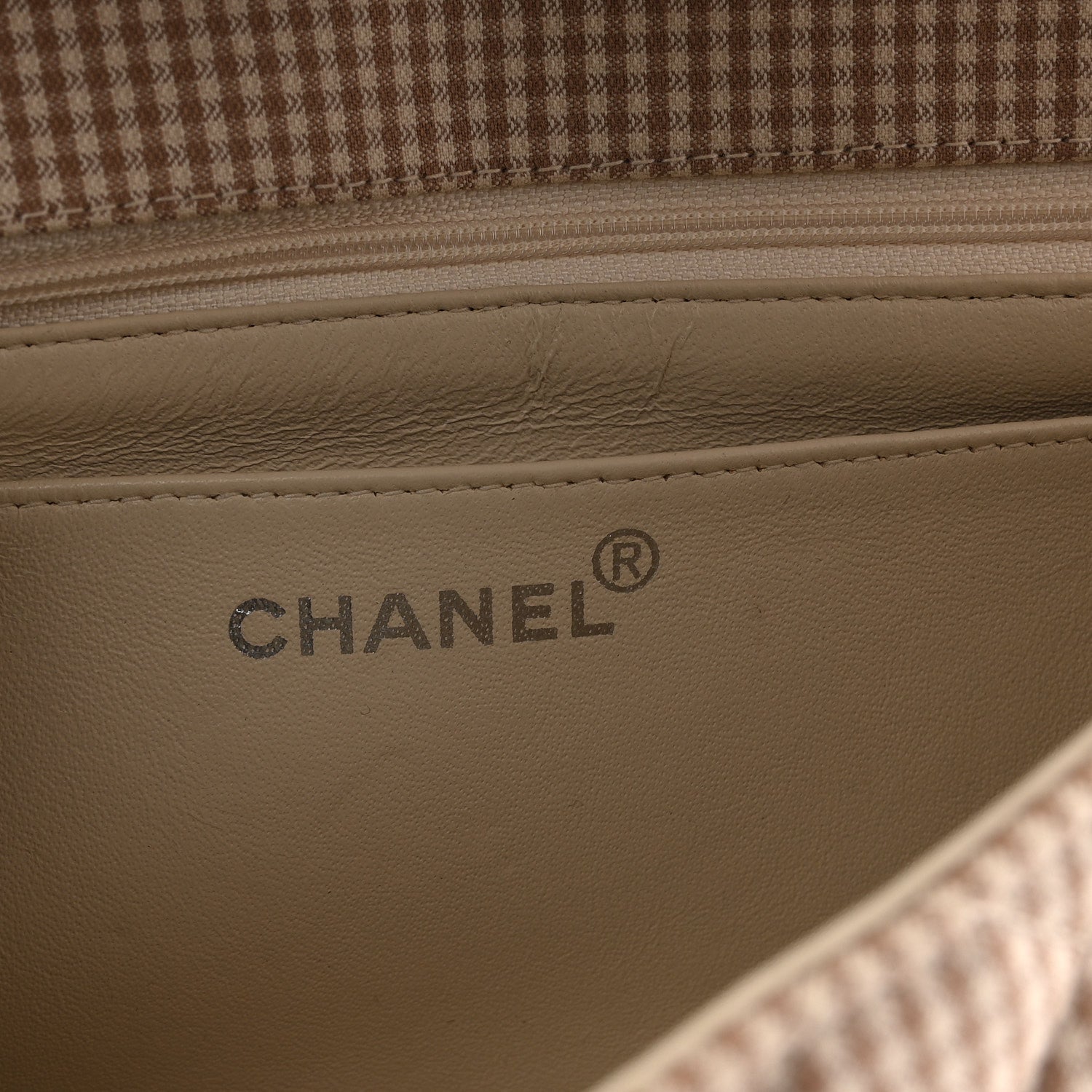 Chanel Toile Gingham Medium Single Flap Beige 6 of 11