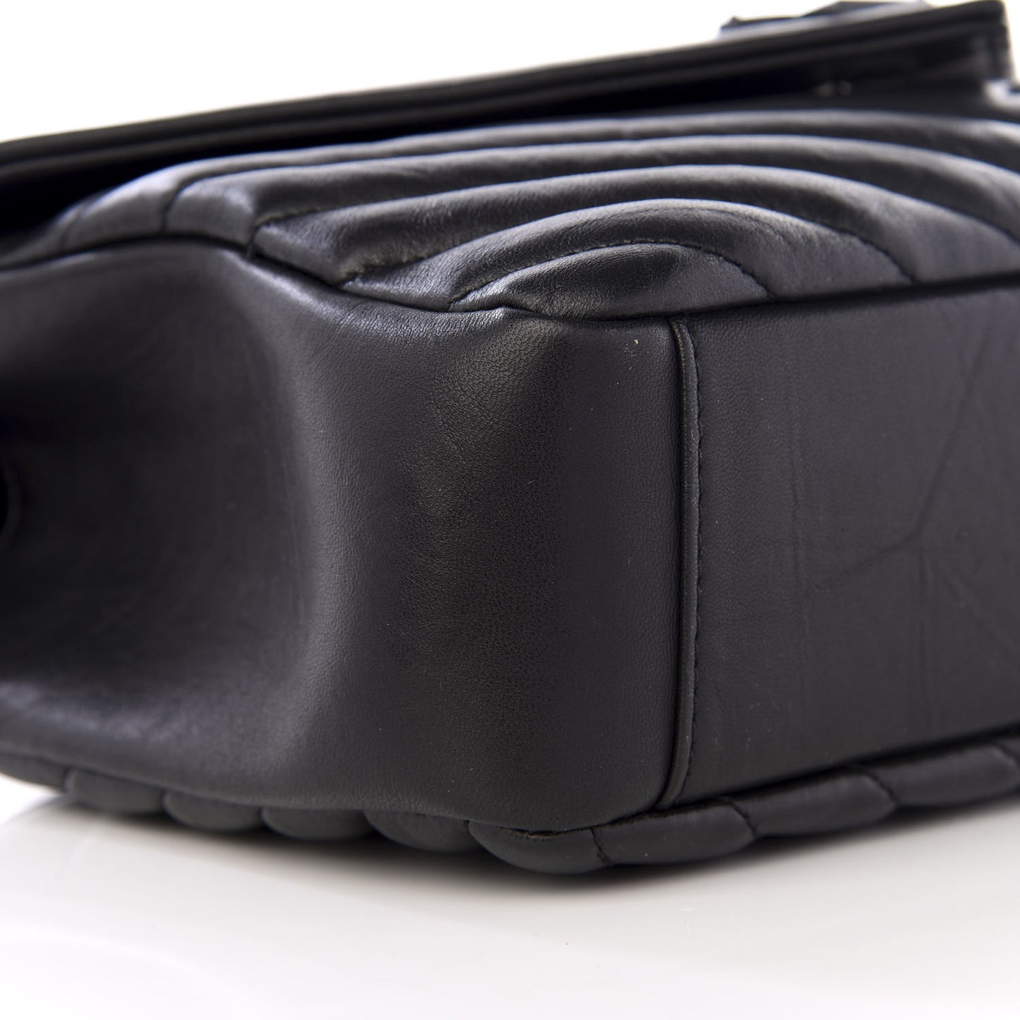 Sheepskin Matelasse Chevron Monogram Medium College Bag Black