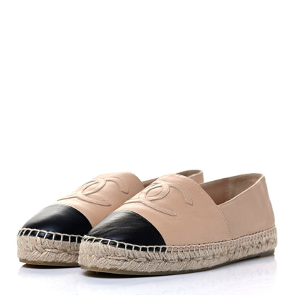 Chanel Lambskin CC Espadrilles 40 Beige Black 3 of 7