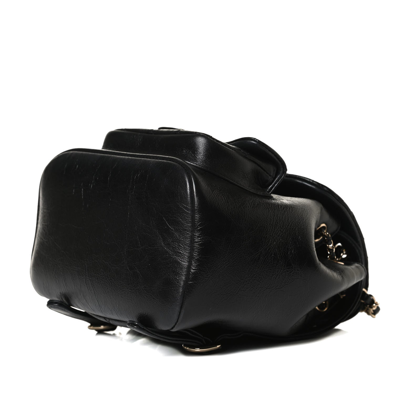 Chanel Glazed Aged Calfskin Quilted Small Duma Drawstring Backpack Black 8 of 13