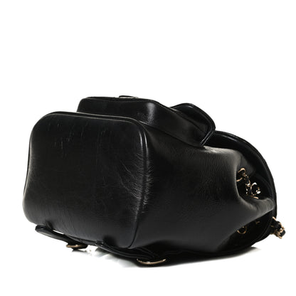 Chanel Glazed Aged Calfskin Quilted Small Duma Drawstring Backpack Black 8 of 13