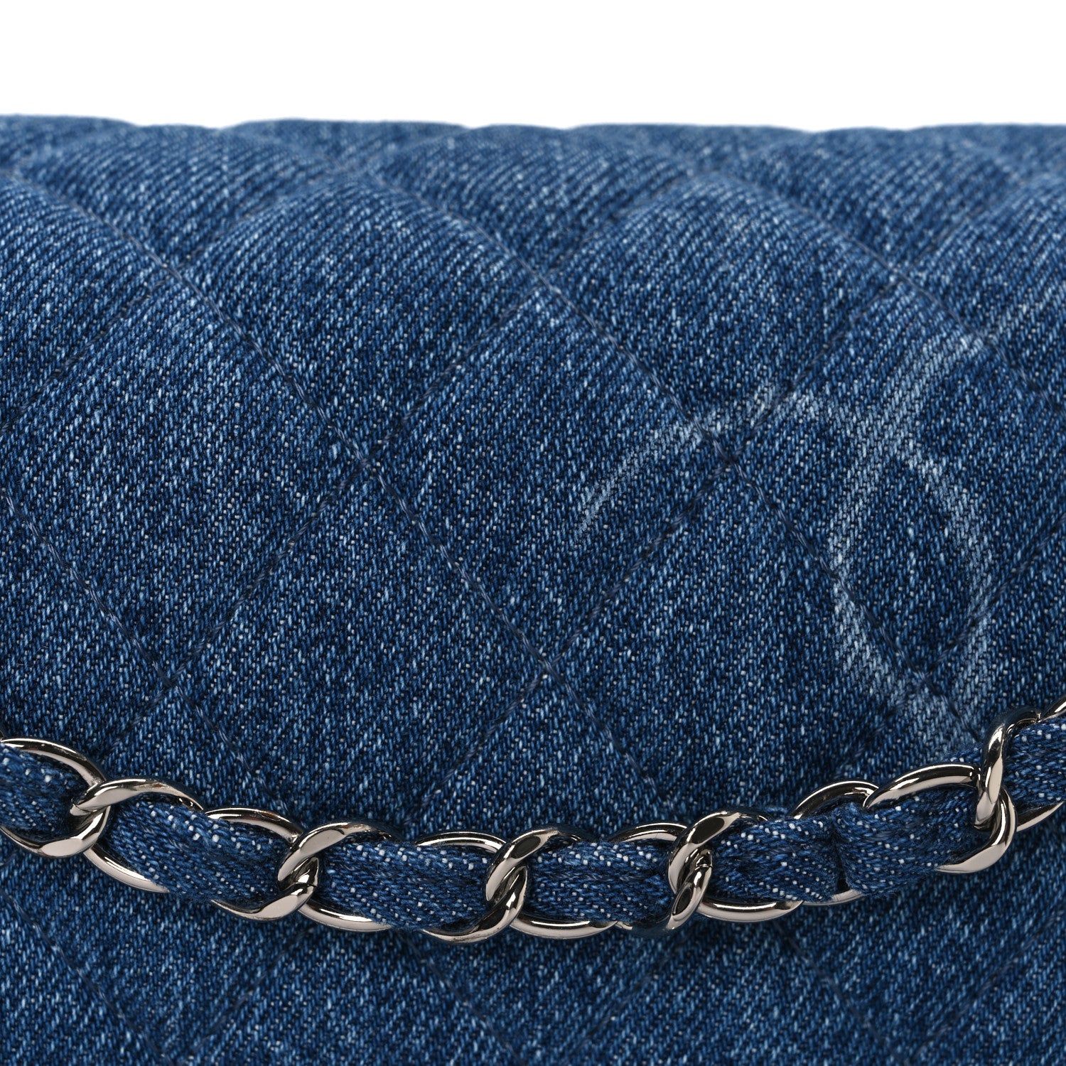Chanel Denim Quilted CC Print Jumbo Single Flap Blue 8 of 10