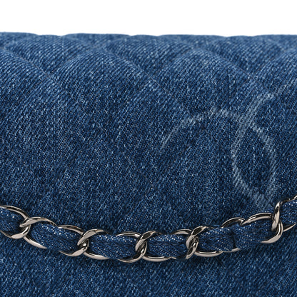 Chanel Denim Quilted CC Print Jumbo Single Flap Blue 8 of 10