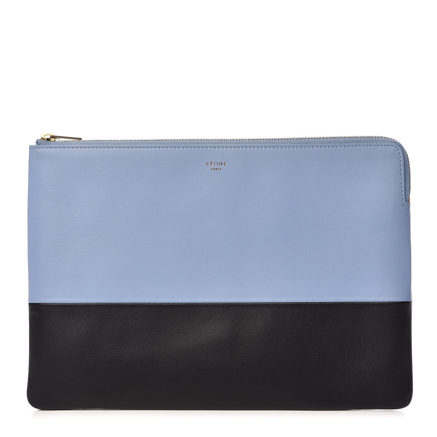 Smooth Lambskin Bi-Color Solo Clutch Pouch Blue Black