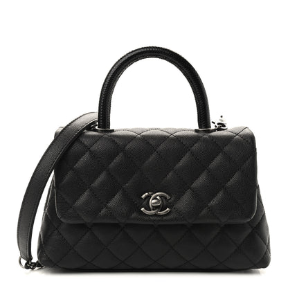 Chanel Caviar Lizard Embossed Quilted Mini Coco Handle Flap Black 1 of 8