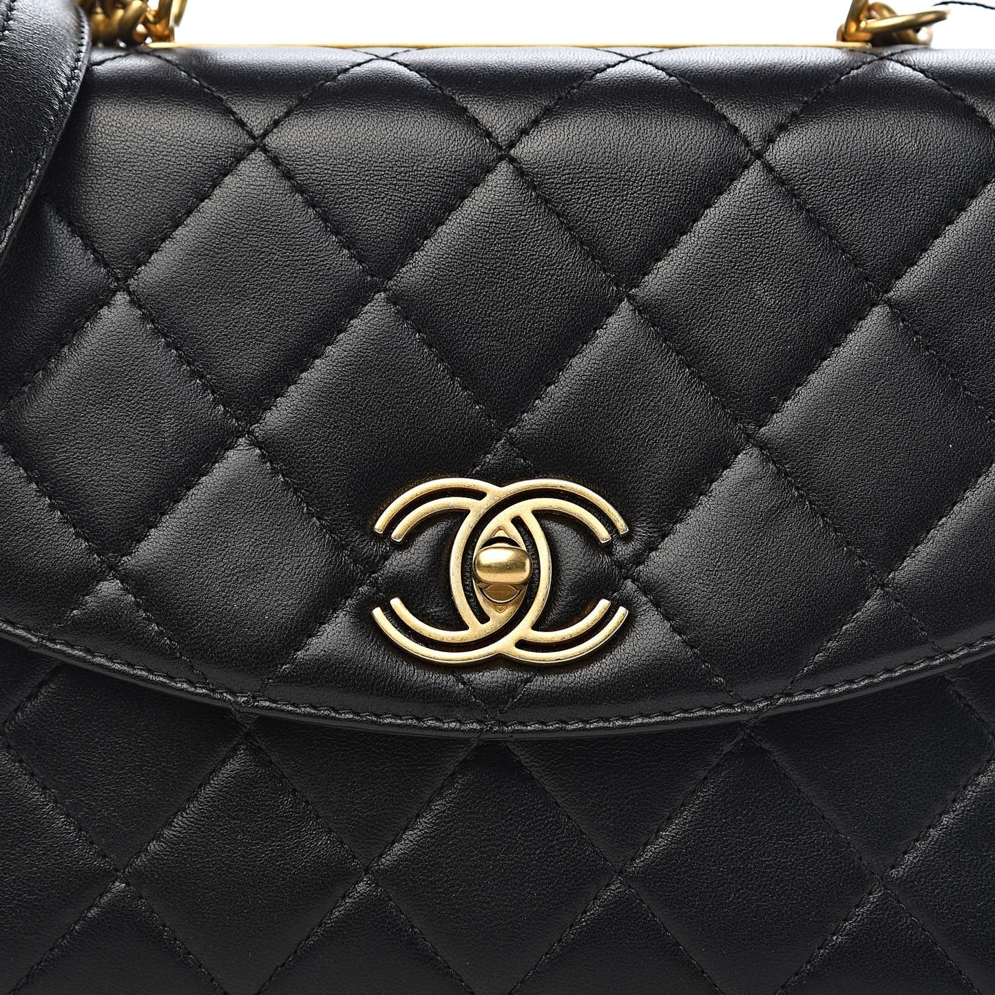 Lambskin Quilted Large Trendy Spirit Top Handle Bag Black