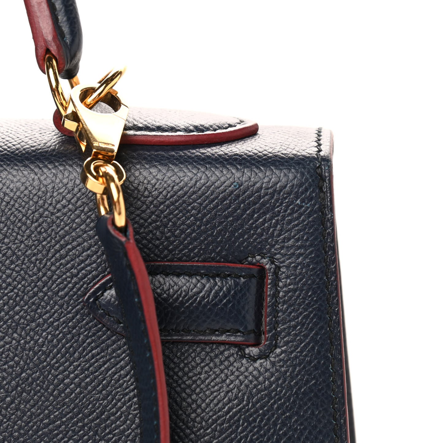 Epsom Contour Kelly Sellier 32 Bleu Indigo Rouge H