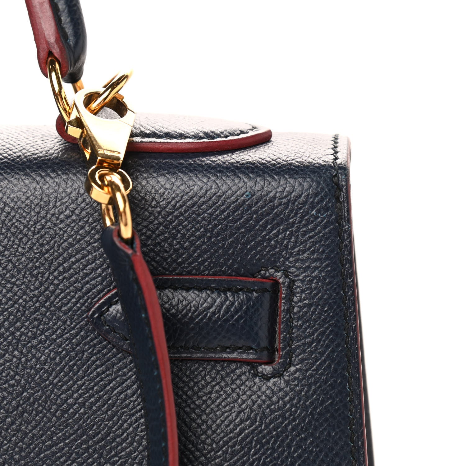Hermes Epsom Contour Kelly Sellier 32 Bleu Indigo Rouge H 11 of 15