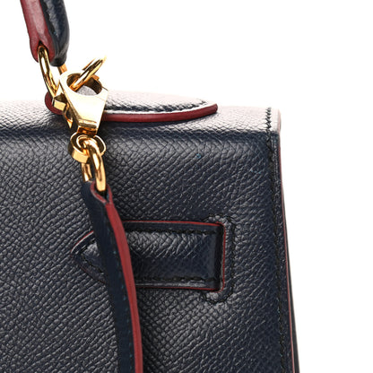 Hermes Epsom Contour Kelly Sellier 32 Bleu Indigo Rouge H 11 of 15