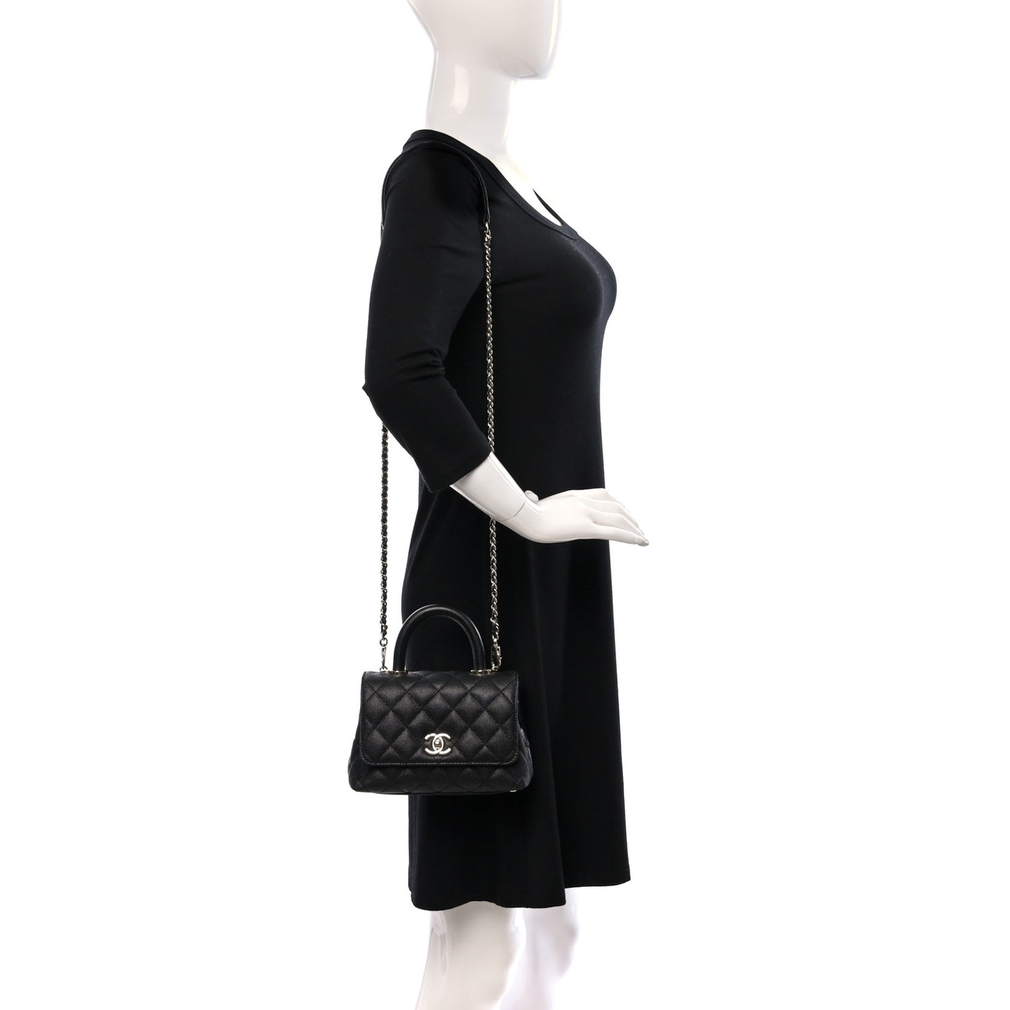 Caviar Quilted Extra Mini Coco Handle Flap Black