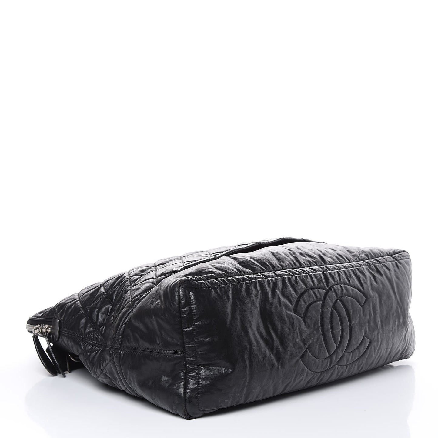 Coated Canvas Quilted Large Garment Travel Bag Black