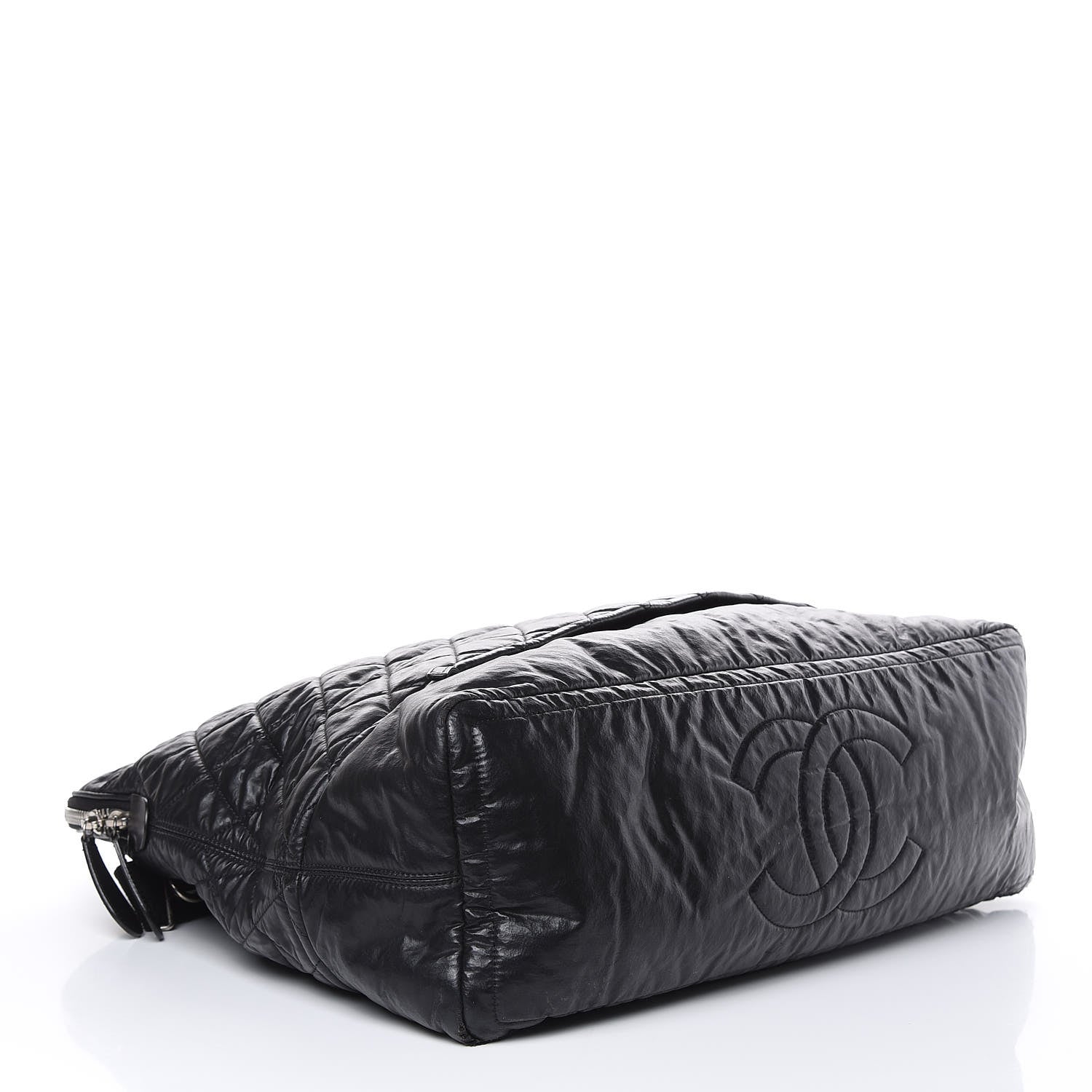 Chanel Coated Canvas Quilted Large Garment Travel Bag Black 5 of 16