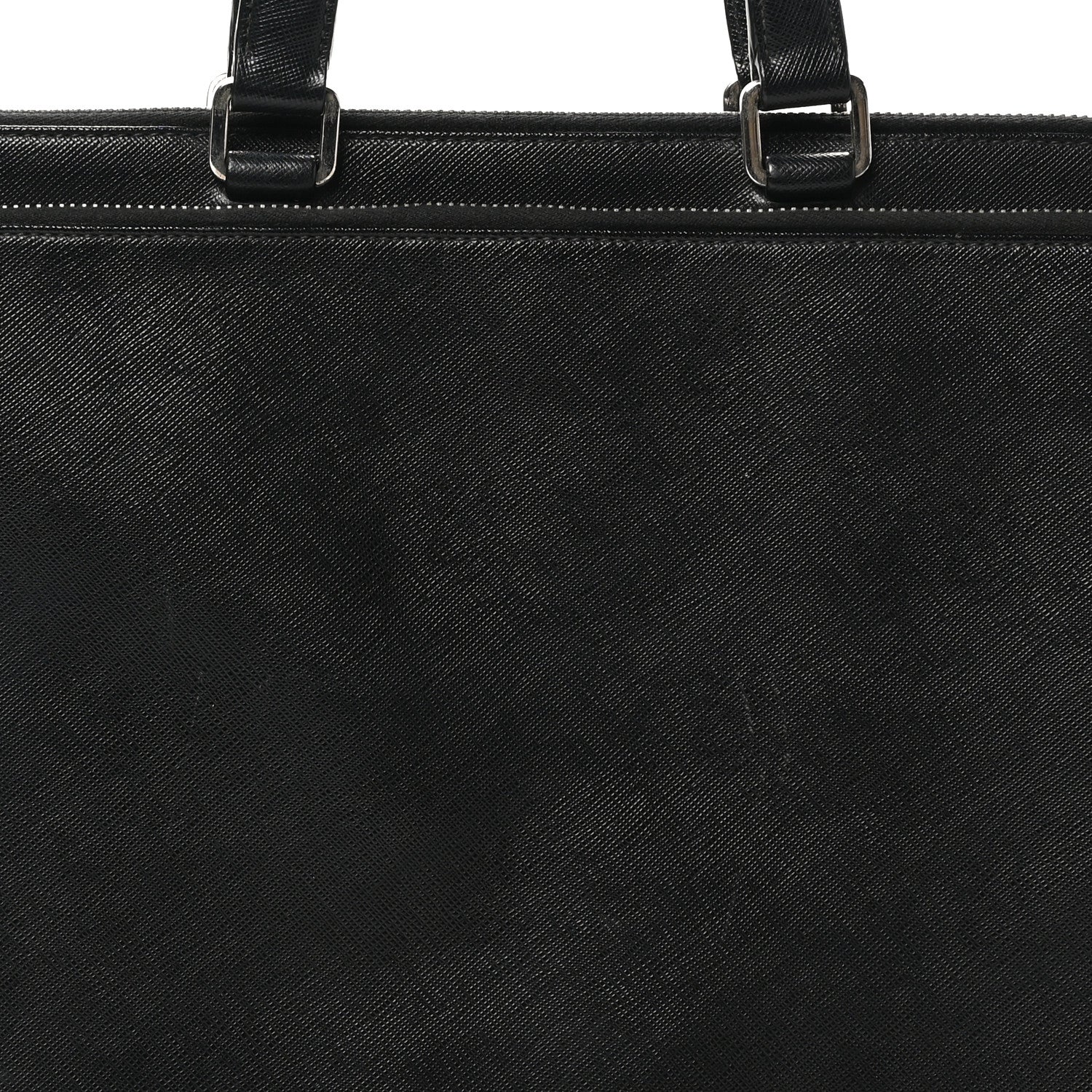 Prada Saffiano Cuir Travel Front Zip Pocket Briefcase Black 6 of 8