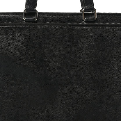 Prada Saffiano Cuir Travel Front Zip Pocket Briefcase Black 6 of 8