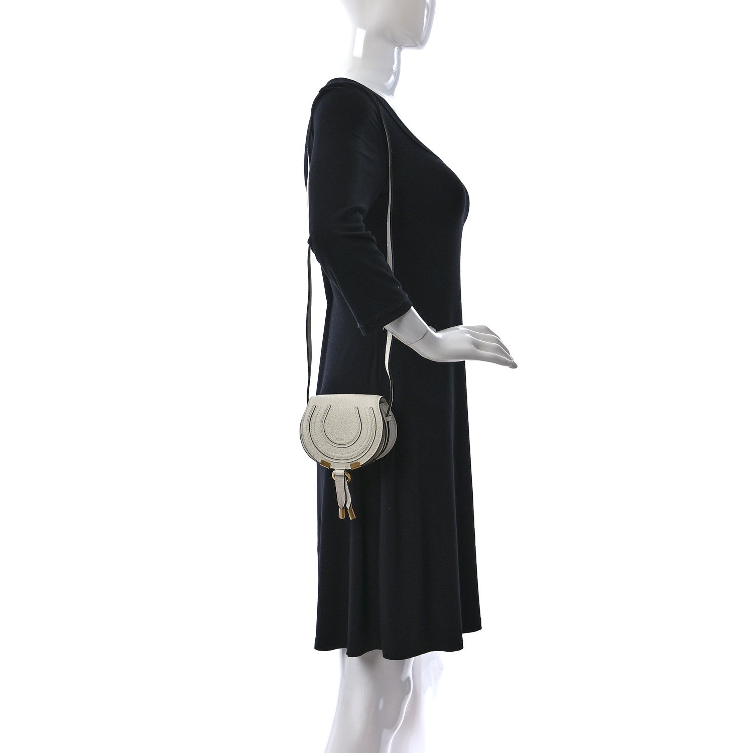 Chloe Calfskin Mini Marcie Round Crossbody Bag Abstract White 2 of 13