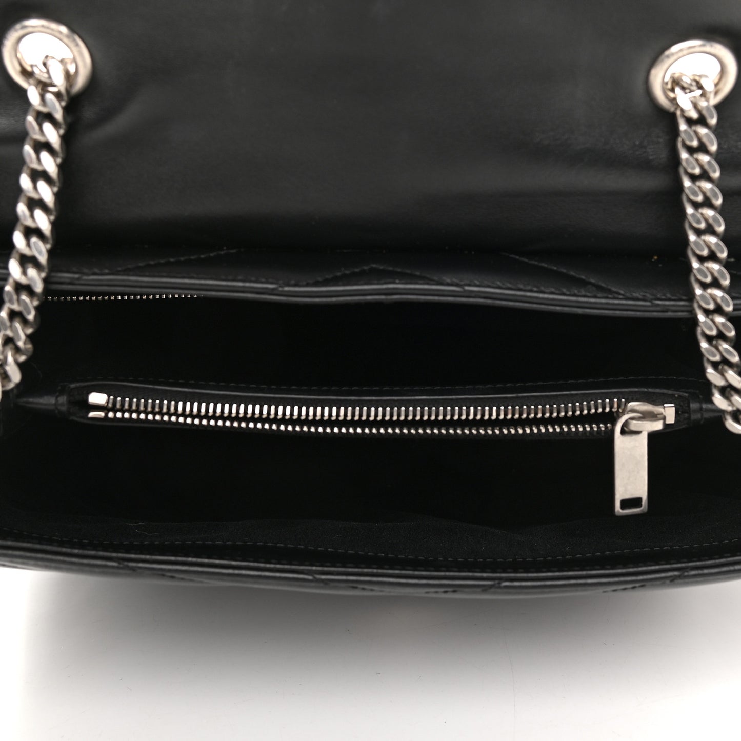 Calfskin Y Quilted Monogram Medium Loulou Chain Satchel Black