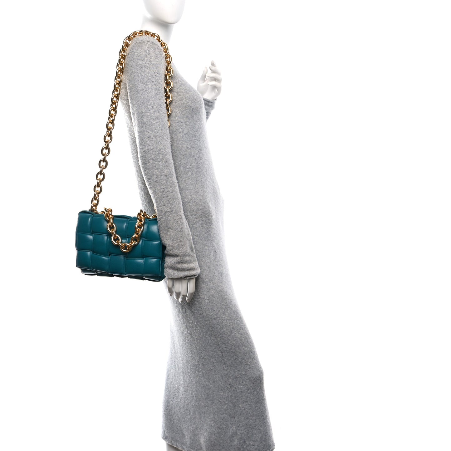 Lambskin Maxi Intreccio Padded Chain Cassette Crossbody Bag Mallard