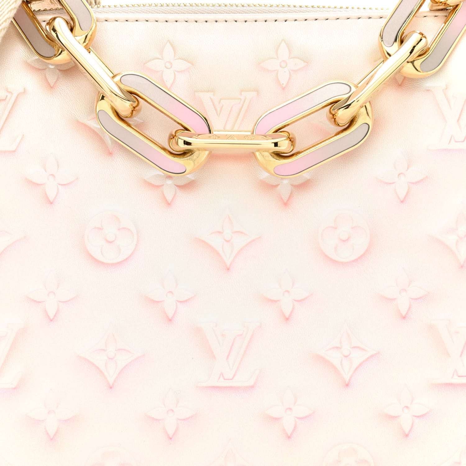 Louis Vuitton Pearlescent Lambskin Embossed Monogram Coussin PM Beige Rose 9 of 13