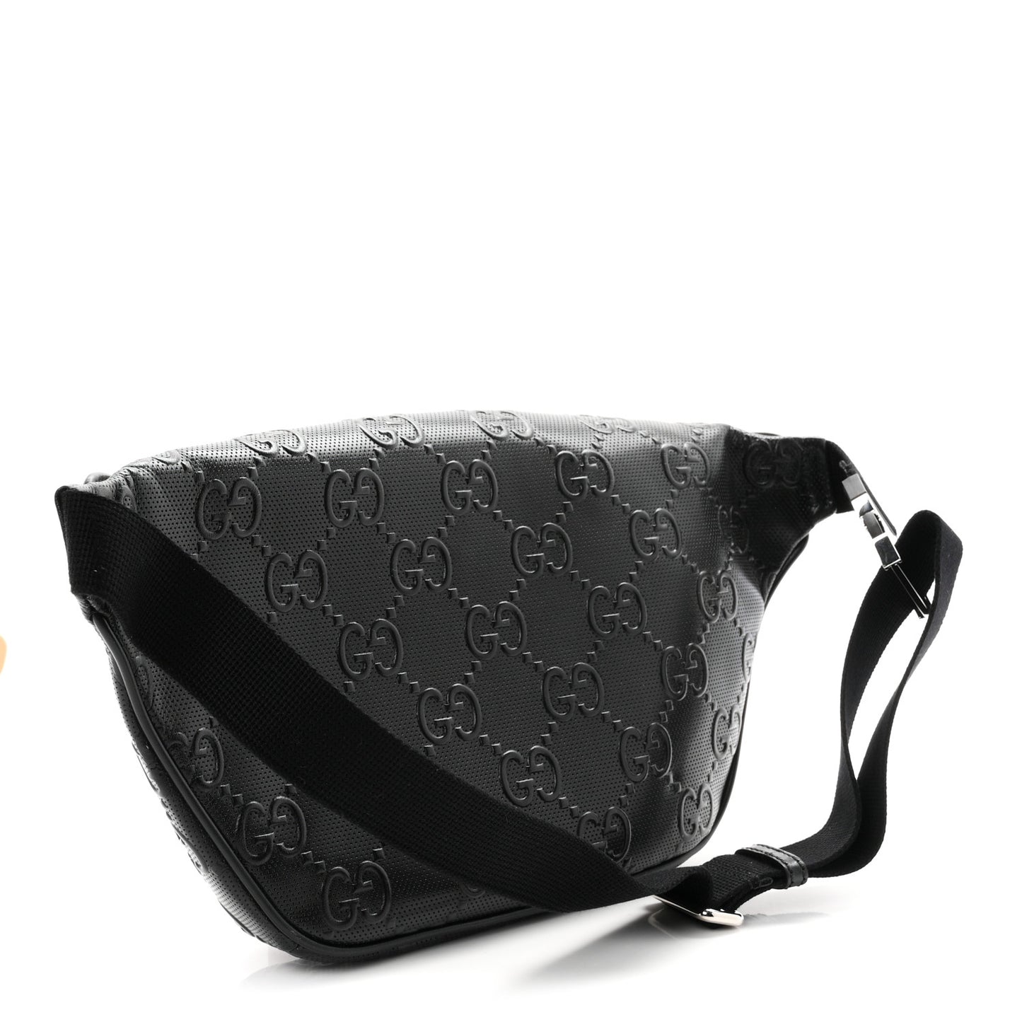Calfskin GG Tennis Embossed Pocket Belt Bag Black