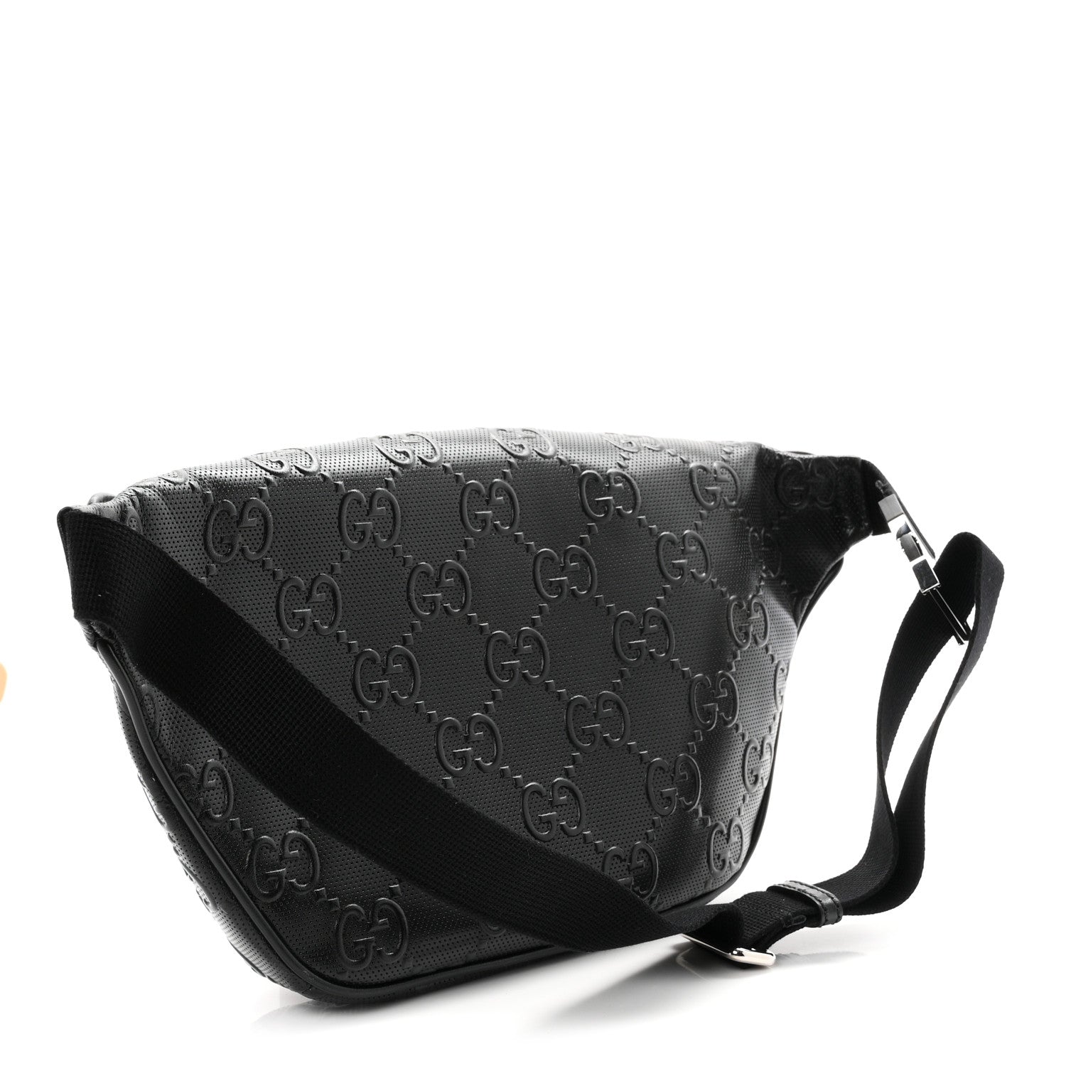 Gucci Calfskin GG Tennis Embossed Pocket Belt Bag Black 2 of 9