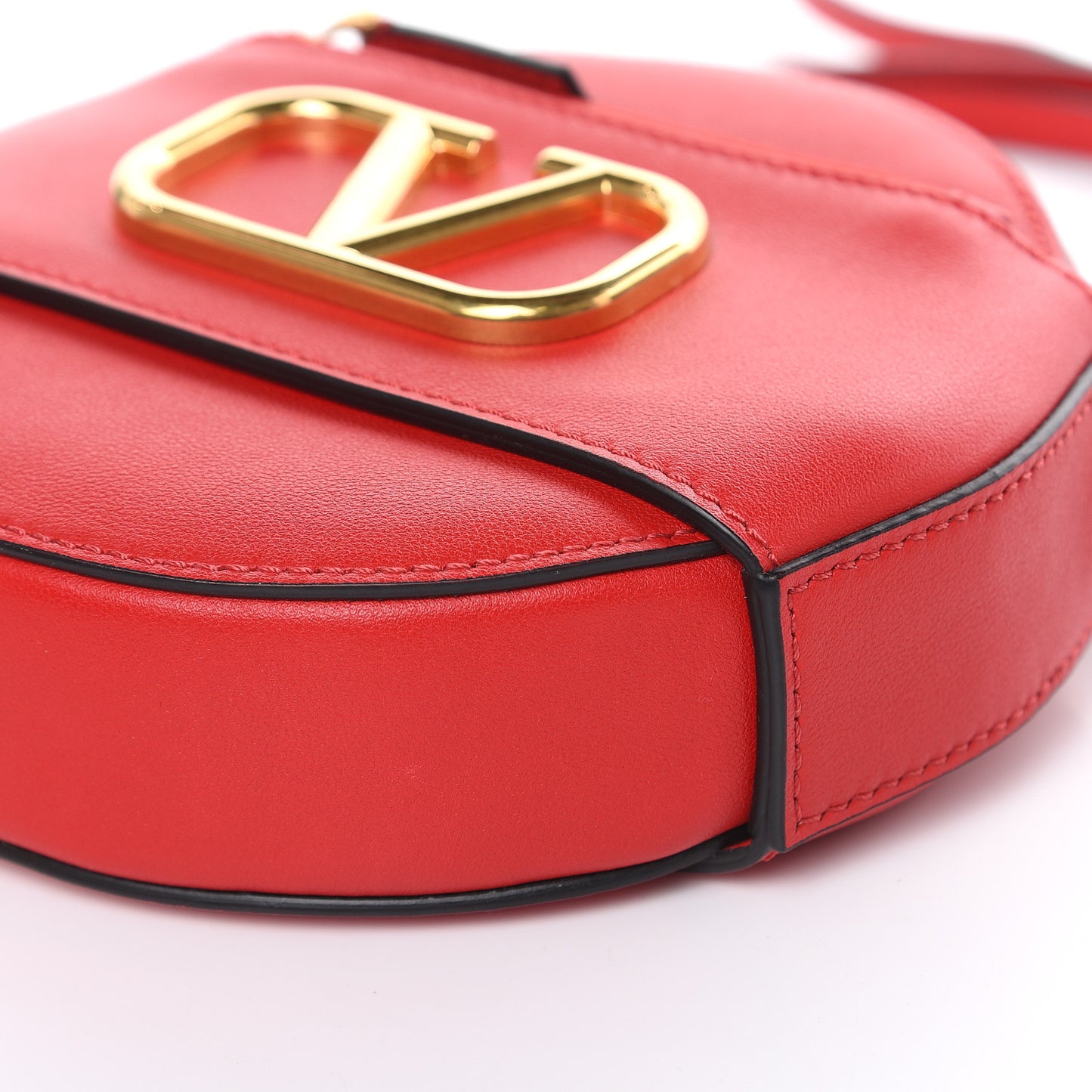 Calfskin VLogo Round Crossbody Bag Rouge Pur