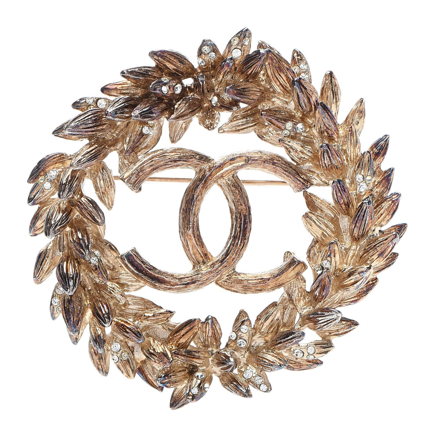 Chanel Crystal CC Sheath of Wheat Brooch Gold 1 of 5