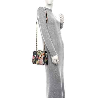 Salvatore Ferragamo Calfskin Floral Print Vara Bow Chain Flap Crossbody Black Multicolor 2 of 8