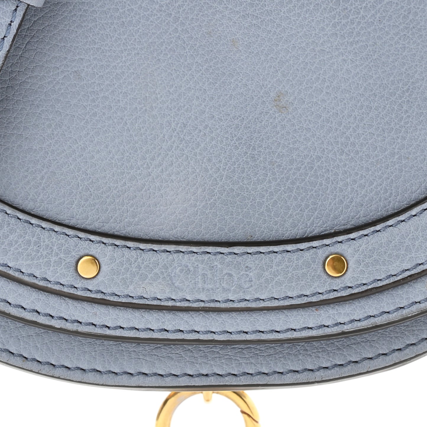 Calfskin Small Nile Bracelet Minaudiere Bag Washed Blue