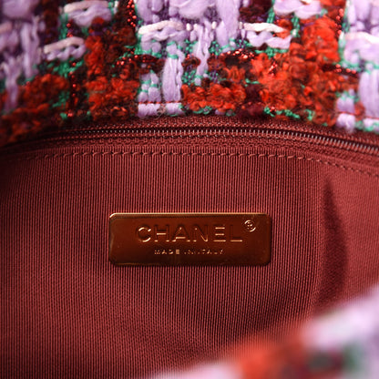 Chanel Tweed Quilted Medium Chanel 19 Flap Red Purple Green 8 of 10