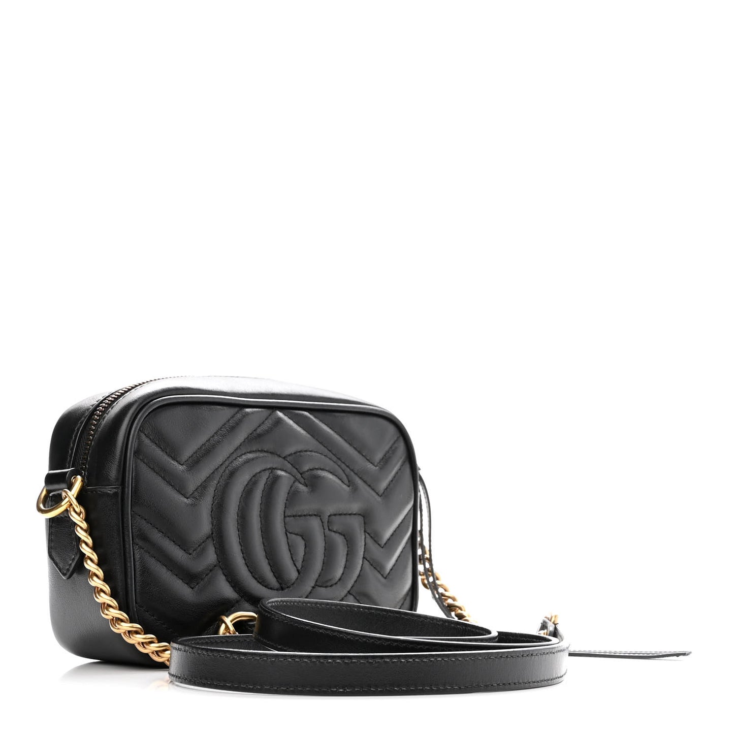 Calfskin Matelasse Mini GG Marmont Chain Shoulder Bag Black