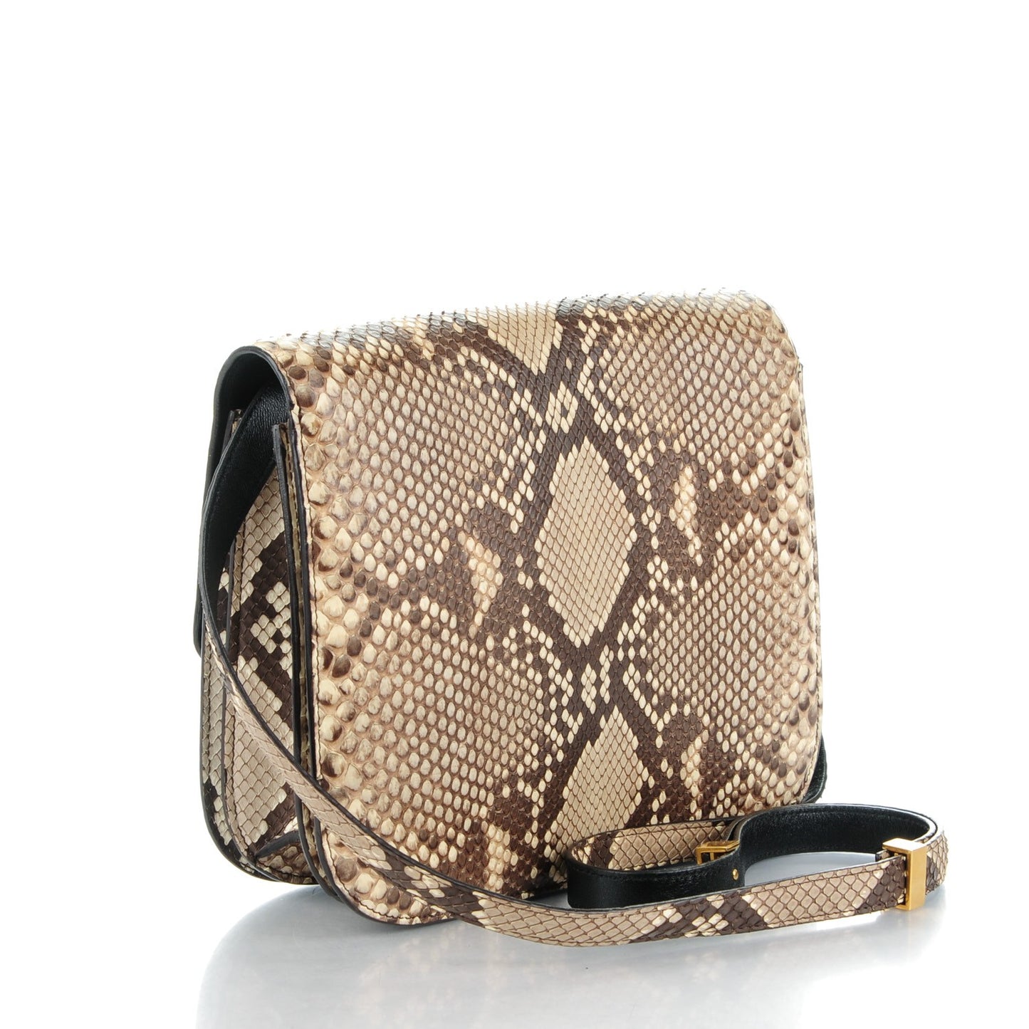 Python Medium Classic Box Flap Bag Natural