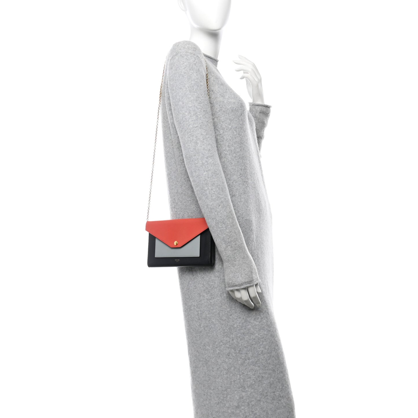 Liege Calfskin Tri-Color Large Pocket Flap On Chain Multicolor