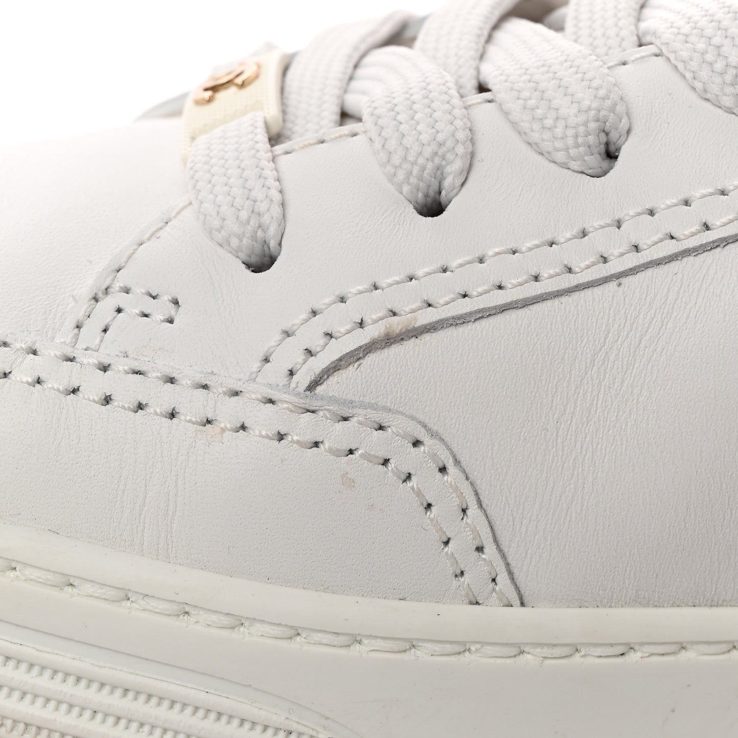 Calfskin Womens CC Logo Sneakers 37 White