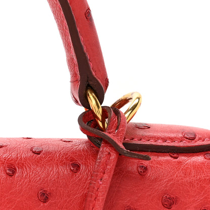 Hermes Ostrich Kelly Sellier 32 Rouge Vif 12 of 16