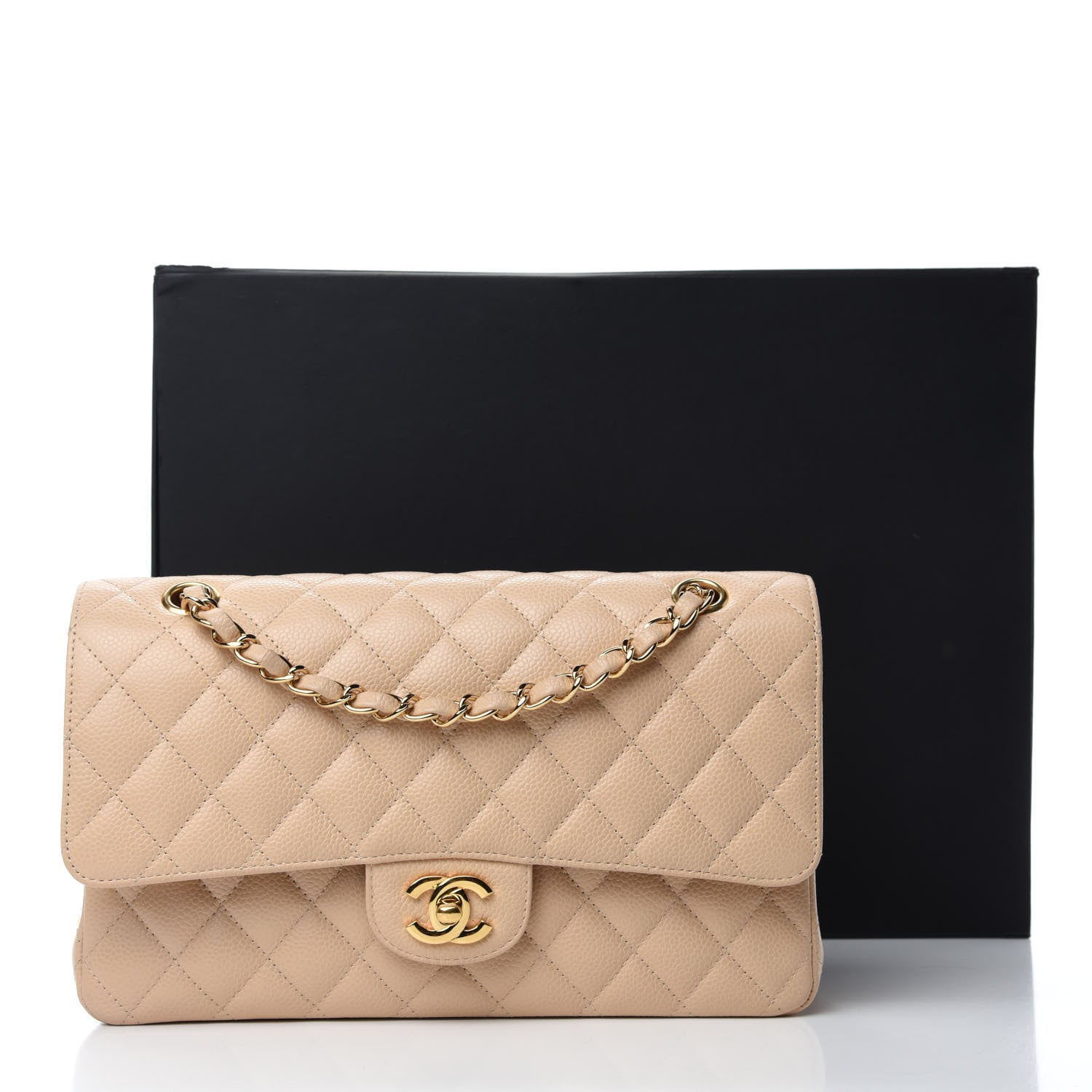 Chanel Caviar Quilted Medium Double Flap Beige Clair 15 of 16