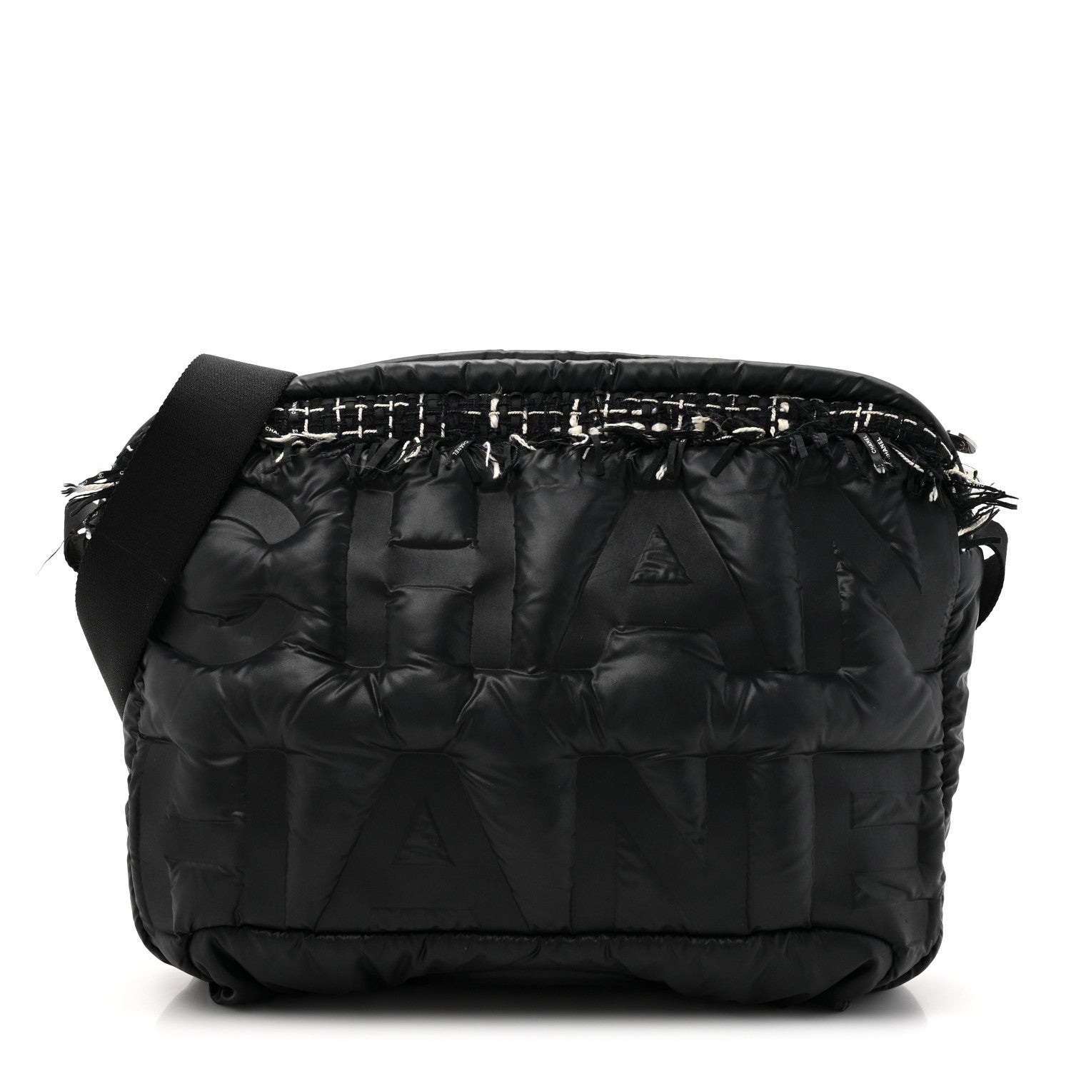 Chanel Nylon Tweed Coco Neige Messenger Bag Black 1 of 10