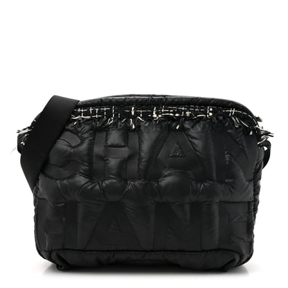 Chanel Nylon Tweed Coco Neige Messenger Bag Black 1 of 10