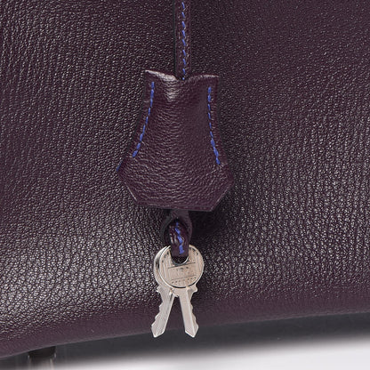 Hermes Chevre Mysore Bi-Color Horseshoe Birkin 30 Raisin Bleu Electrique 20 of 36